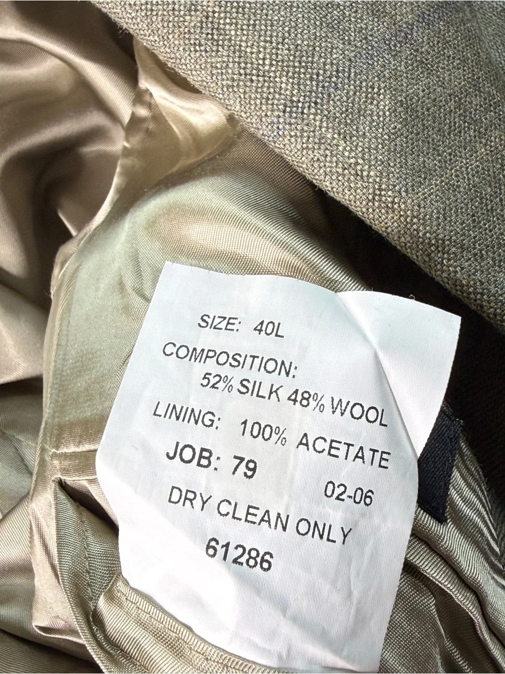 Jos A Bank 40L Olive Silk Wool Windowpane Blazer Classic Two-Button Suit Jacket